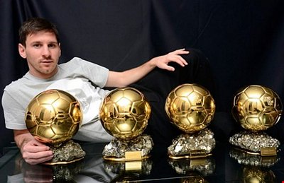 Bộ sưu tập Quả bóng vàng thế giới của Messi. Ảnh: AFP