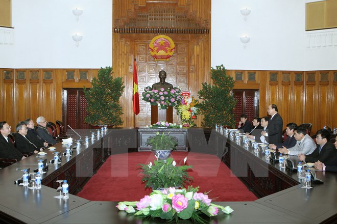 Phó Thủ tướng Nguyễn Xuân Phúc phát biểu tại buổi tiếp. (Ảnh: Nguyễn Dân/TTXVN)