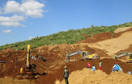 Hiện trường lở đất tại khu khai thác mỏ ngọc bích ở Kachin, bang phía Bắc Myanmar. Ảnh minh họa. (Nguồn: EPA)