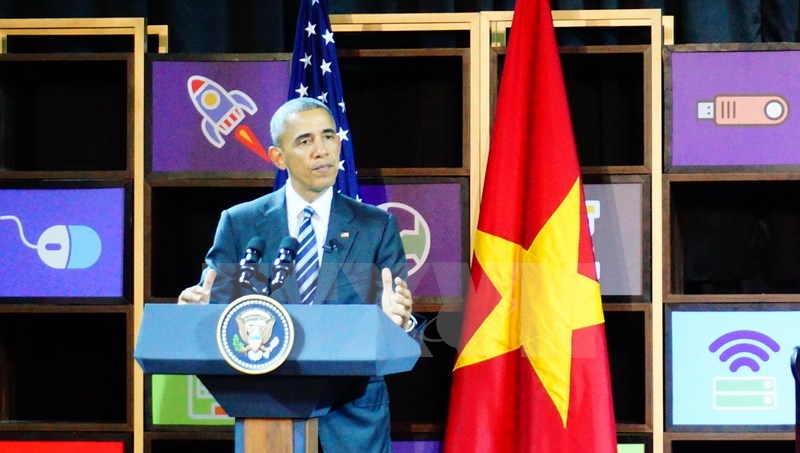 Tổng thống Barack Obama phát biểu tại buổi gặp. (Ảnh: Văn Đạt/TTXVN)