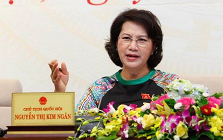 Chủ tịch Quốc hội Nguyễn Thị Kim Ngân tại cuộc gặp mặt báo chí trong và ngoài nước ngày 23/7