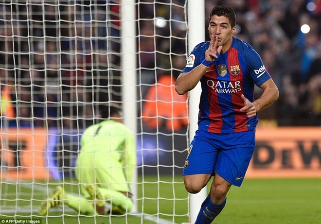 Suarez là người mở tỷ số trận đấu. (Nguồn: AFP/Getty Images)
