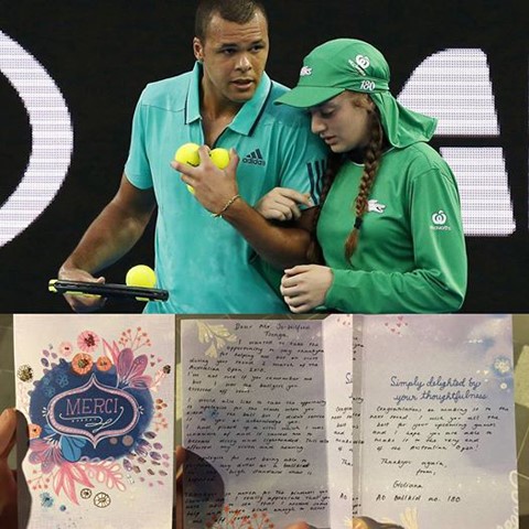 Bức thư của cô bé nhặt bóng mang tên Giuliana gửi Tsonga