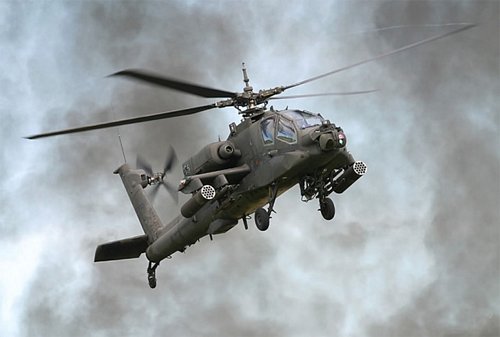 Apache có chiều dài 17,73m, chiều cao 3,87m, đường kính cánh quạt là 14,63m.