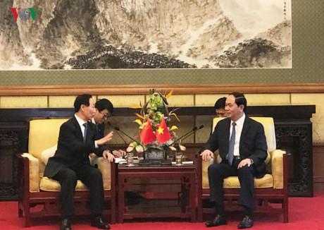 Chủ tịch nước tiếp Phó Chủ tịch Hội nghị Hiệp thương chính trị nhân dân toàn quốc Trung Quốc Vương Gia Thụy vào chiều 11/5.