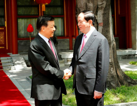 Chủ tịch nước Trần Đại Quang hội kiến với ông Lưu Vân Sơn, Ủy viên thường vụ Bộ Chính trị, Bí thư Ban Bí thư Trung ương Đảng Cộng sản Trung Quốc.