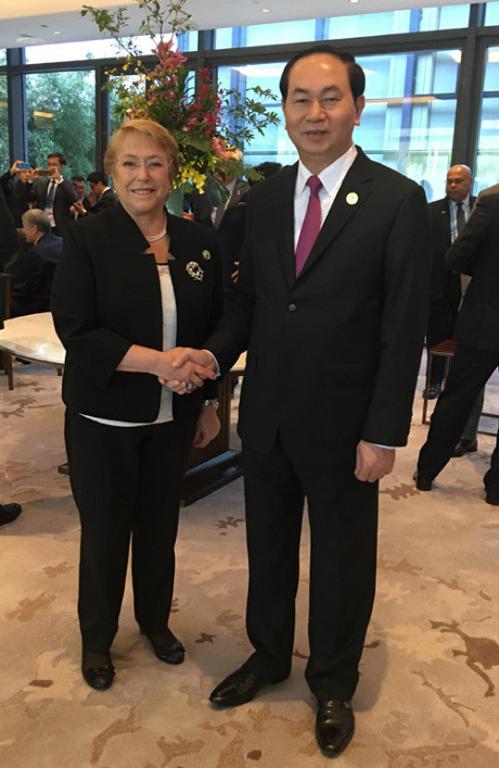 Chủ tịch nước gặp Tổng thống Chile Bachelet