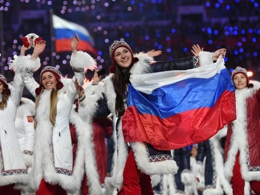 Vận động viên Nga tham gia Lễ khai mạc ​Thế vận hội Mùa đông Sochi 2014. (Nguồn: usatoday.com)