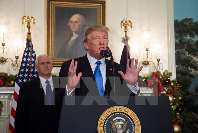 Tổng thống Mỹ Donald Trump phát biểu tại Nhà Trắng ngày 6/12. (Nguồn: AFP/TTXVN)