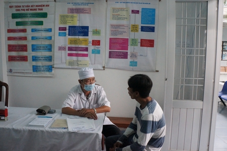 Người điều trị cai nghiện ma túy khám tại Trung tâm y tế TX Bình Minh.