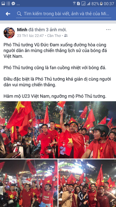   “Cơn bão” trên các trang mạng xã hội sau chiến thắng của U23 Việt Nam. Ảnh (chụp lại trên mạng)  “Cơn bão” trên các trang mạng xã hội sau chiến thắng của U23 Việt Nam. Ảnh (chụp lại trên mạng)