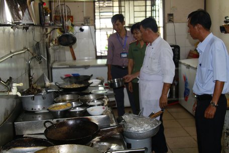 Tổ kiểm tra, giám sát nhà bếp ăn tại Nhà hàng Phương Thủy.