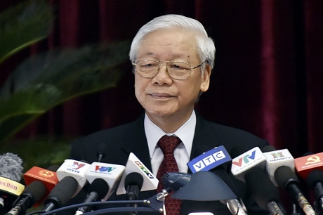Tổng Bí thư Nguyễn Phú Trọng phát biểu khai mạc hội nghị.