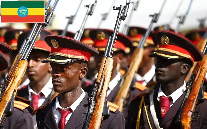 Thứ 41: Ethiopia – Ngân sách quốc phòng: 340 triệu USD; Tổng số quân nhân: 162.000; Tổng số máy bay chiến đấu: 80; Xe tăng: 800; Xe chiến đấu thiết giáp: 800; Tàu hải quân: 0; Tàu khu trục: 0; Tàu ngầm: 0; Chỉ số sức mạnh: 0,7511.