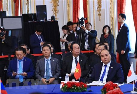 Thủ tướng Nguyễn Xuân Phúc và đoàn đại biểu Việt Nam dự Hội nghị Cấp cao Hợp tác Mekong-Nhật Bản lần thứ 10. (Ảnh: Thống Nhất/TTXVN)