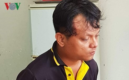 Tên Châu Hữu Lộc- một trong 2 đối tượng chặn xe ông Trần Văn Mỹ cướp tiền bị bắt giữ.