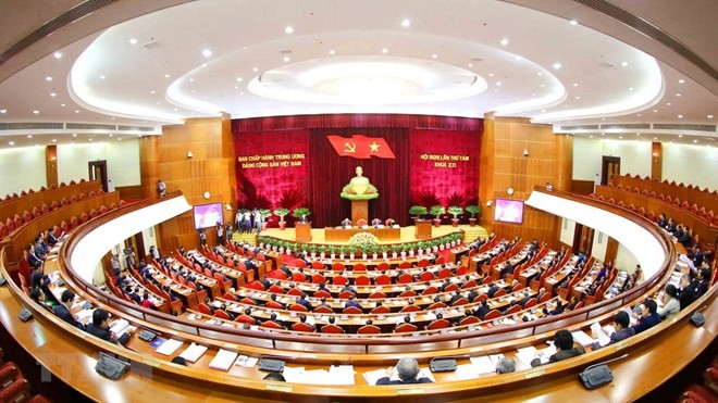 Quang cảnh Hội nghị lần thứ tám Ban Chấp hành Trung ương Đảng khóa XII. (Nguồn: TTXVN)