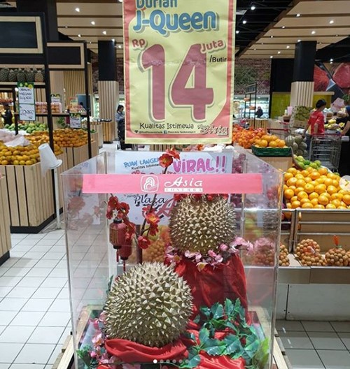 Sầu riêng “J-Queen” được bày bán tại trung tâm mua sắm. Ảnh: CNN