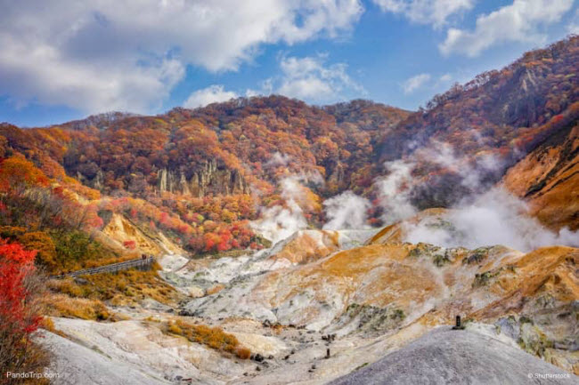 7. Thung lũng Jigokudani: Thung lũng Jigokudani là một miệng núi lửa cháy âm ỉ và được coi là một phần của địa ngục trên Trái đất. Nơi đây có các miệng phun lưu huỳnh và các hồ bùn.    Thung lũng Jigokudani là khu nghỉ dưỡng nước nóng nổi tiếng nhất ở Nhật Bản. Du khách có thể tới khu nghỉ dưỡng Dai-ichi Takimotokan để trải nghiệm tắm nước nóng theo phong cách truyền thống của Nhật Bản.