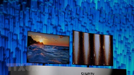  Mẫu SUHD TV của Samsung được trưng bày tại Triển lãm điện tử tiêu dùng ở Las Vegas, bang Nevada (Mỹ). (Nguồn: AFP/TTXVN)