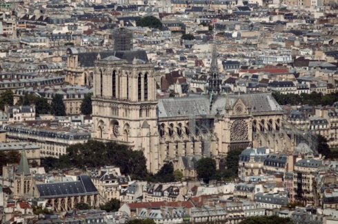 Bức ảnh toàn cảnh Paris, trong đó có Nhà thờ Đức Bà chụp từ tháp Montparnasse ngày 15/7/2018.