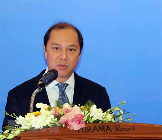 Thứ trưởng Bộ Ngoại giao Nguyễn Quốc Dũng phát biểu tại Diễn đàn. (Ảnh: Nguyễn Sơn/TTXVN)