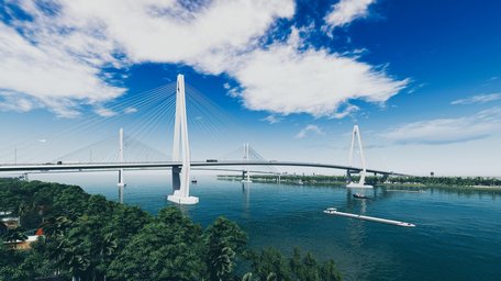Phối cảnh dự án cầu Mỹ Thuận 2, sẽ đấu nối với cao tốc Trung Lương - Mỹ Thuận và tuyến cao tốc Mỹ Thuận - Cần Thơ.
