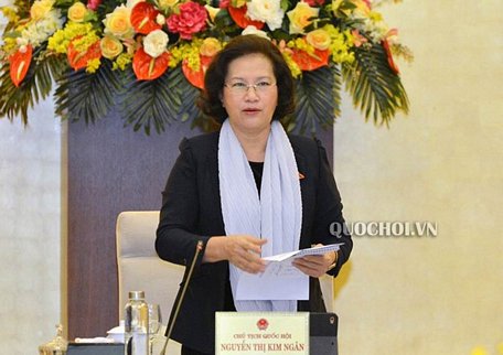  Chủ tịch Quốc hội Nguyễn Thị Kim Ngân phát biểu tại phiên họp - Ảnh: Nguyễn Nam