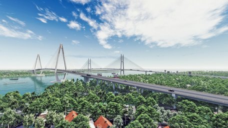   Phối cảnh dự án cầu Mỹ Thuận 2, sẽ đấu nối với cao tốc Trung Lương- Mỹ Thuận và tuyến cao tốc Mỹ Thuận- Cần Thơ.