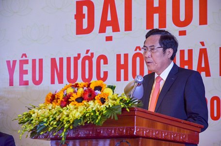 Chủ tịch Hội Nhà báo Việt Nam Thuận Hữu phát biểu tại Đại hội. Ảnh: VGP/Thiện Tâm