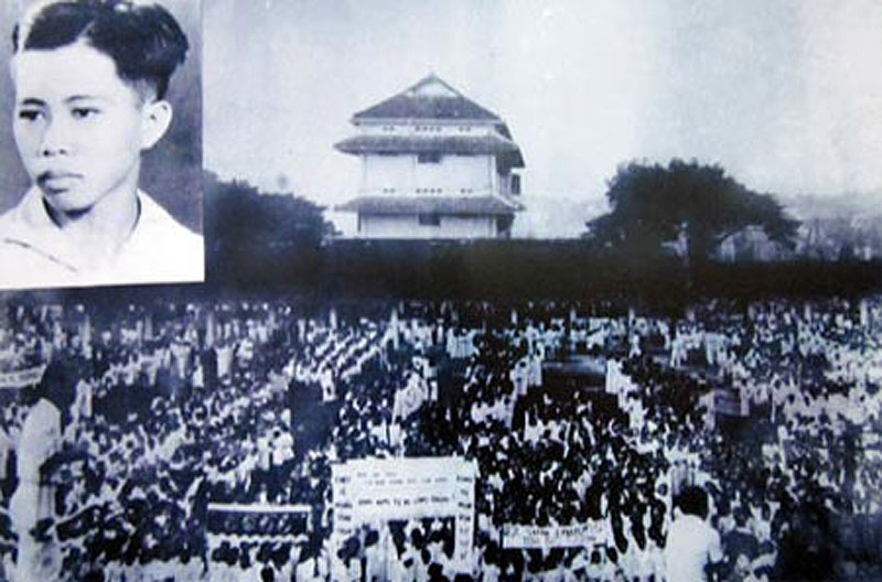 Hàng chục vạn học sinh, sinh viên miền Nam dự đám tang anh Trần Văn Ơn 12/1/1950. Ảnh: Tư liệu