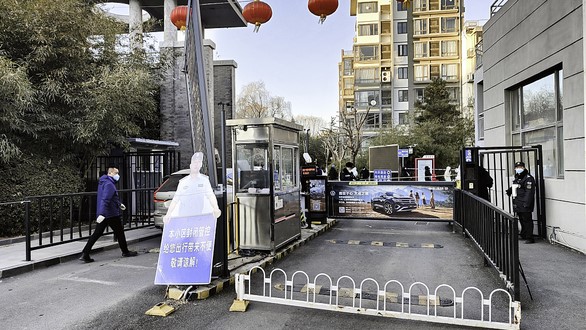 Cộng đồng dân cư của ca nhiễm Omicron nằm ở quận Hải Điến, Bắc Kinh, Trung Quốc ngày 15-1 - Ảnh: CGTN/CFP