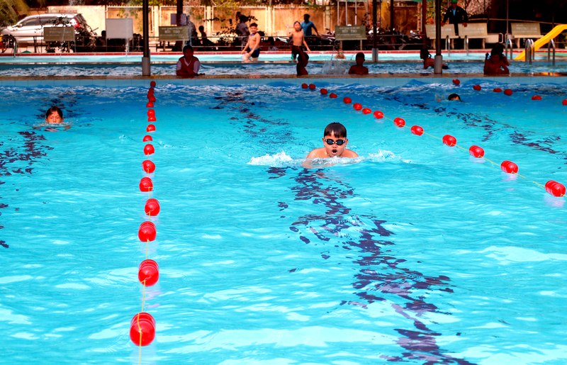 Môn bơi lội thu hút 320 VĐV là học sinh của 3 khối tiểu học, THCS và THPT, tham gia tranh tài ở 38 bộ HC.