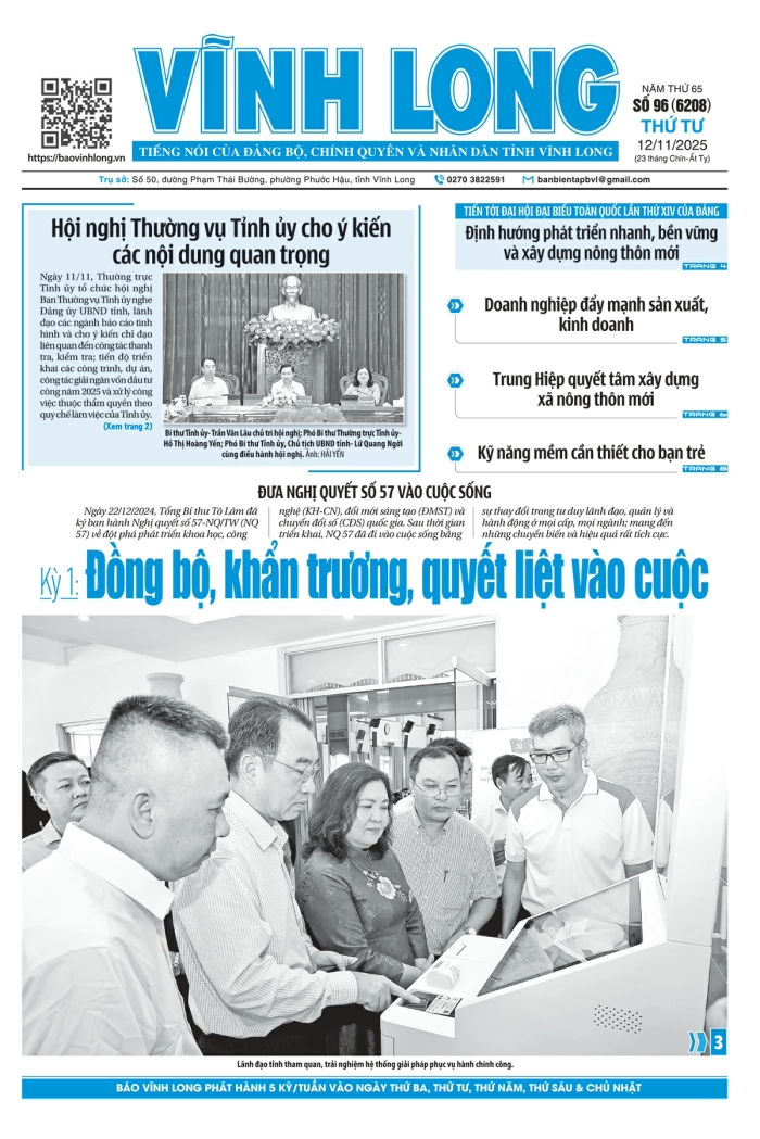 Mời bạn đọc xem báo in số 96 (6208) thứ tư ngày 12/11/2025
