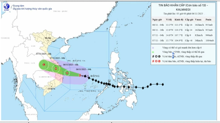 Ảnh hưởng của bão số 13: Ngoài khơi vùng biển Vĩnh Long có gió lúc cấp 6, giật cấp 7, sóng 1-3m, biển động
