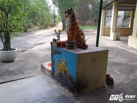 Tại ngôi miếu nhỏ ven đường ấp Bình Ý, xã Tân Bình, huyện Vĩnh Cửu (Đồng Nai) nhân dân dựng bức tượng hổ thờ để tránh “ông ba mươi” về quấy phá. Ảnh : Trí Bùi