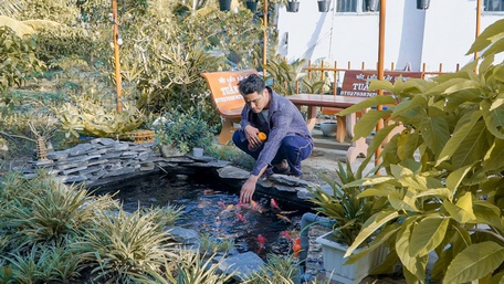 Anh Nguyễn Minh Tuấn chăm chút cho vườn nhà.