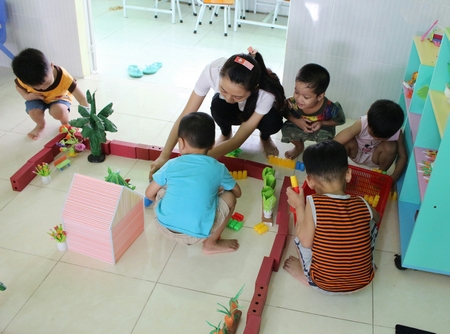 Góc trò chơi của trẻ tại Trường Mầm non Khu công nghiệp Hòa Phú.